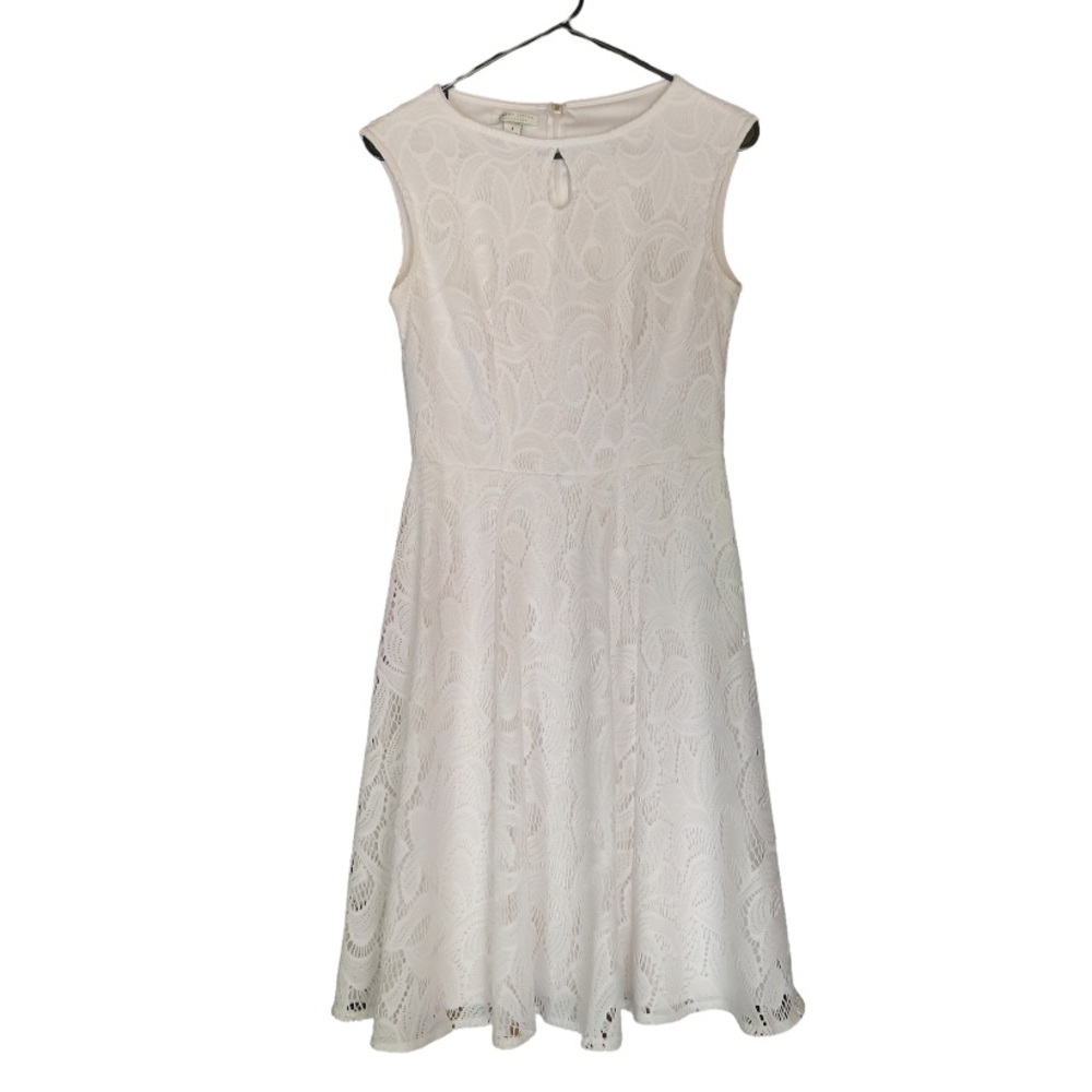LONDON STYLE Lacy Sleeveless Dress White Womens Size 4
